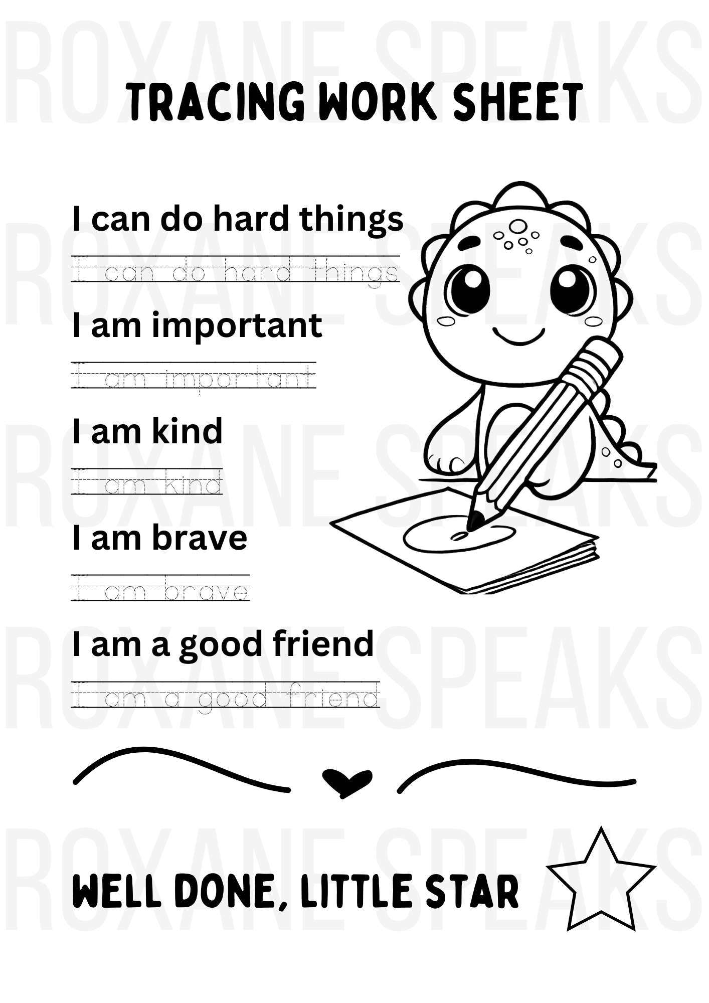 Positive Affirmation Coloring Pages – Dinosaur Theme PDF