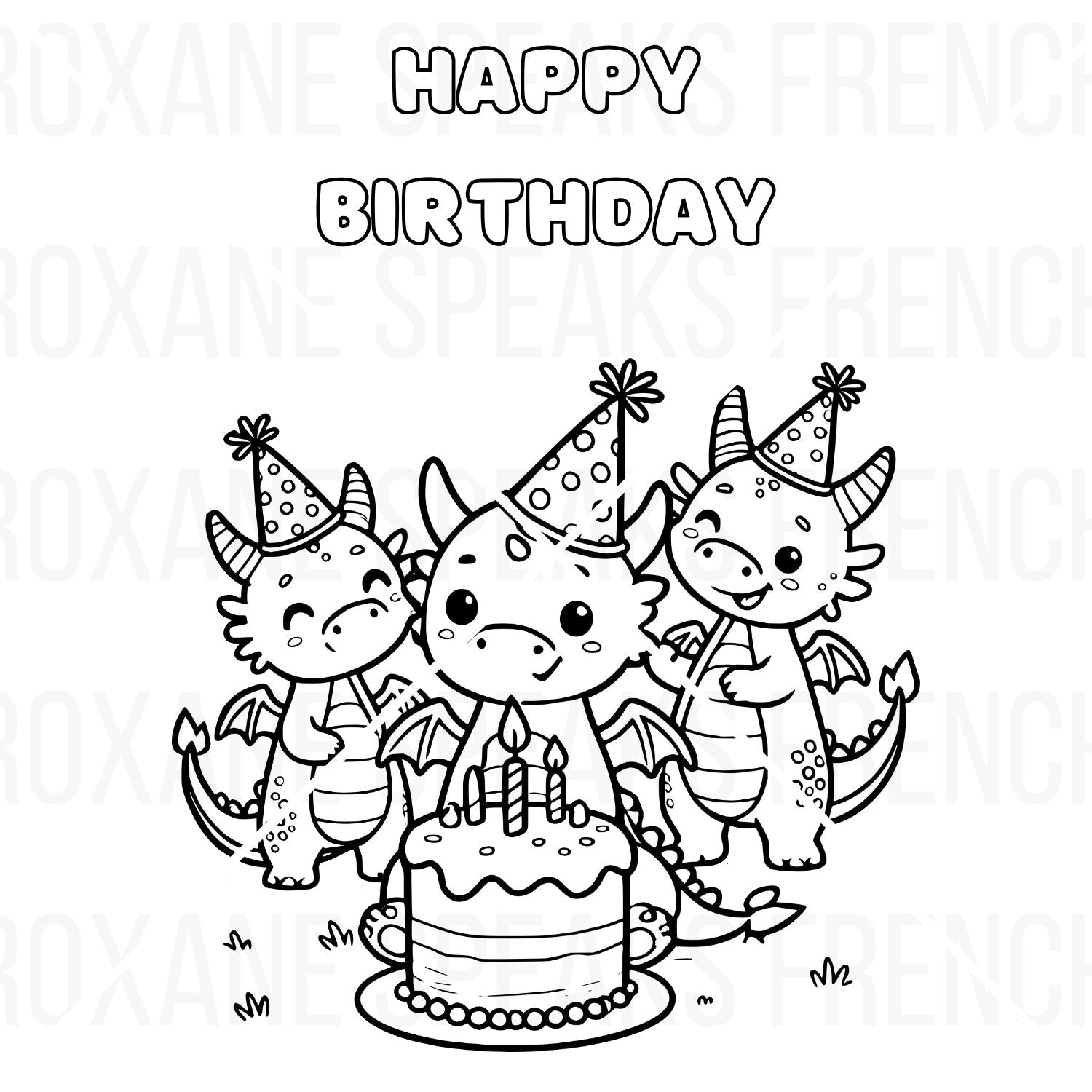 Happy Birthday Coloring Pages - Printable PDF
