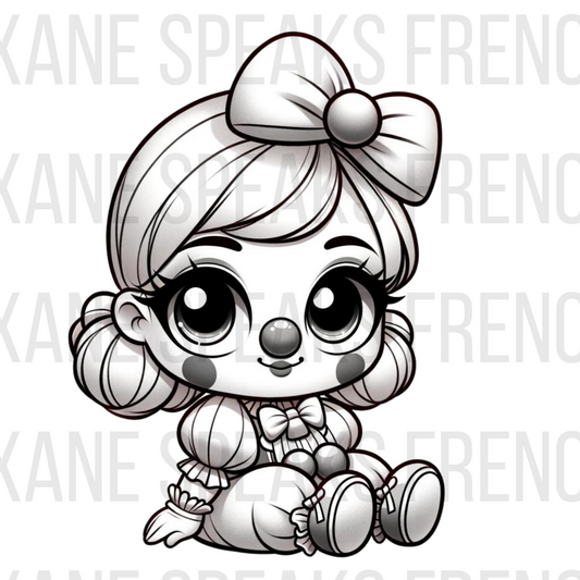 Cute Gothic Baby Girl Clown Clipart - Clowncore PNG For Sublimation And DIY Projects