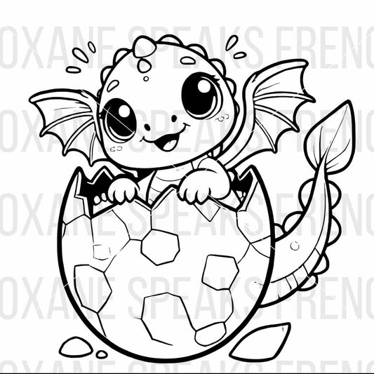 baby dragon in egg outline svg