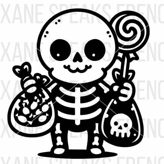 Halloween Skeleton Cartoon With Lollipop SVG For DIY and Cricut Projects