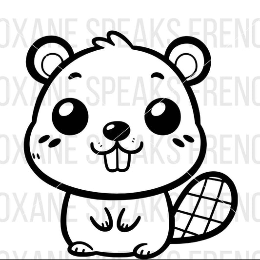 cute cartoon baby beaver outline svg