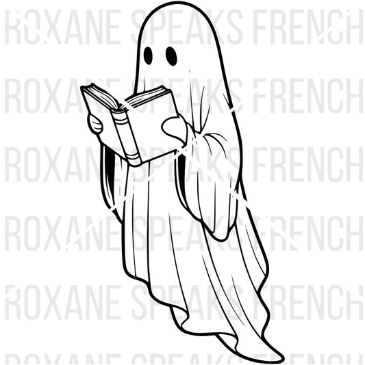 Bookish Ghost Coloring Page – Printable PDF