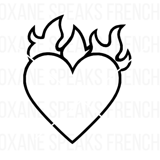 Burning Heart SVG PNG Clipart Outline - Design With Commercial License