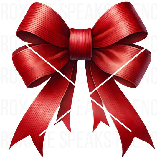 Classic Red Ribbon Bow Clipart PNG - Elegant High-Resolution Red Bow for Christmas Sublimation