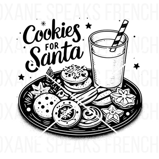 Cookies for Santa SVG PNG Clipart – Festive Christmas Plate with Milk and Treats