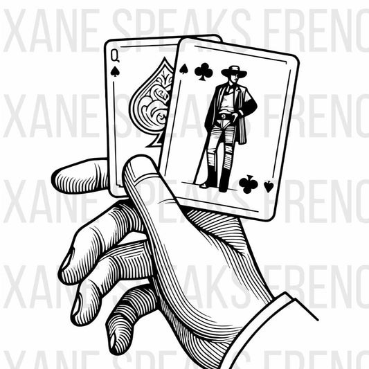 Elegant Cowboy's Hand Playing Poker Illustration SVG For DIY and Cricut Projects