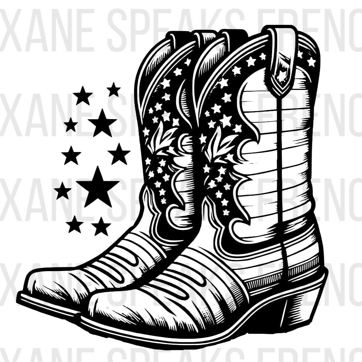 Cowboy Boots With Stars vector file