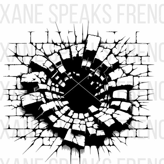 Realistic Cracked Wall And Bricks Illustration SVG For DIY and Cricut Projects