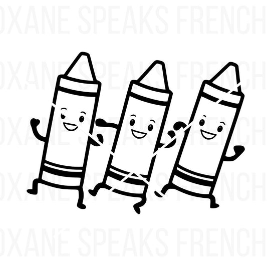 Dancing Crayons SVG PNG Clipart - Cute Classroom Decor and Teaching Aid for Kids' Crafts and Educational Printables