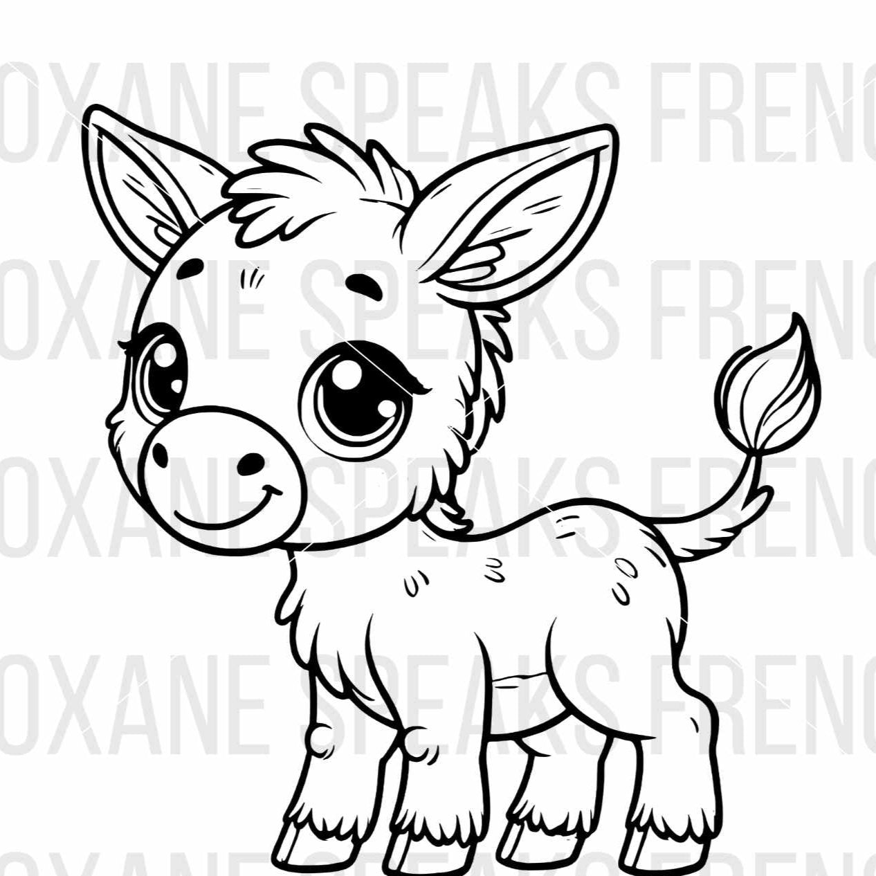 cute cartoon donkey outline svg