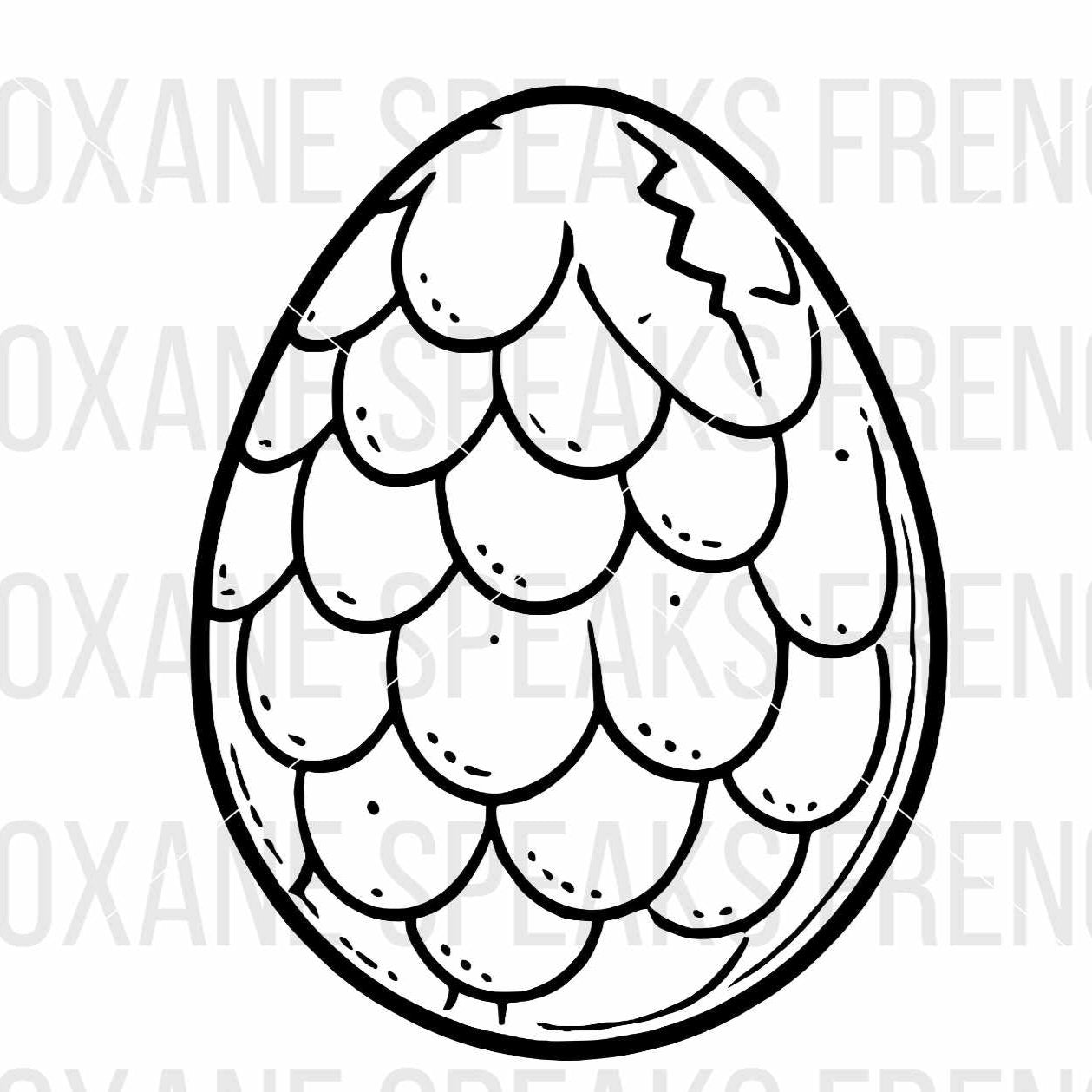 Dragon egg coloring page SVG and PNG download, perfect for kids' crafts and DIY projects.