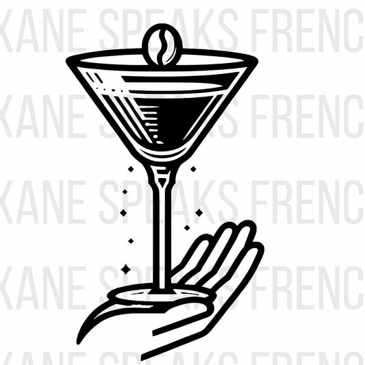 Elegant Espresso Martini Cocktail With Hand SVG For DIY and Cricut Projects