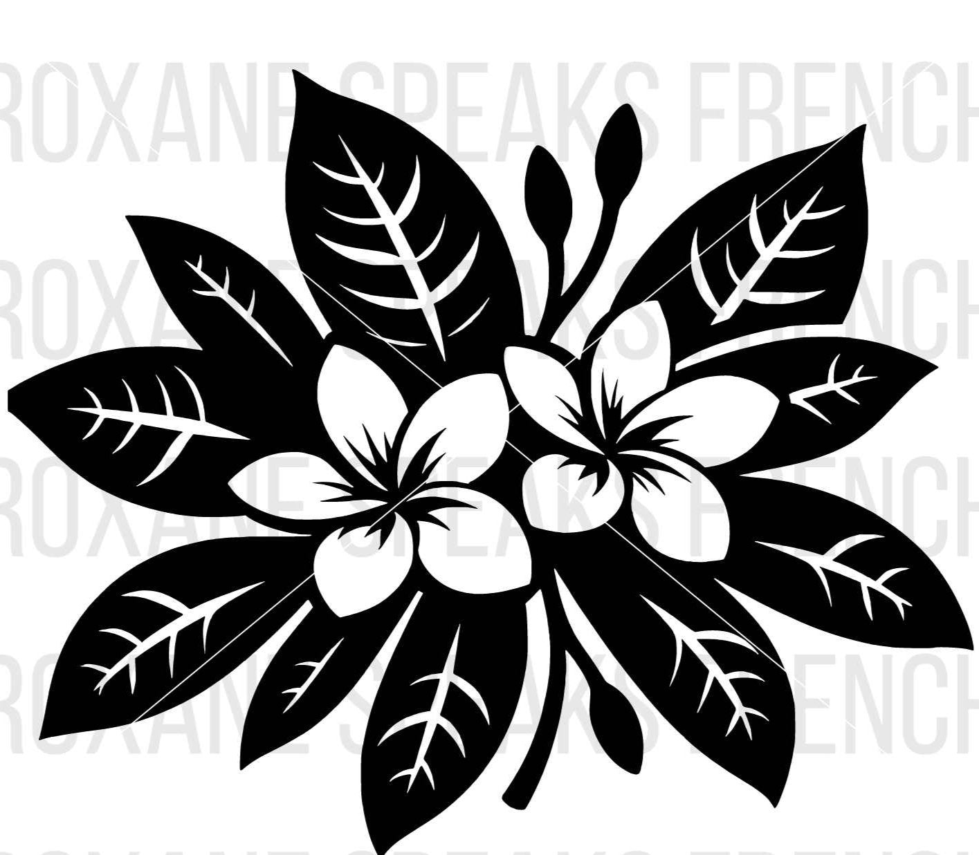 Elegant Frangipani Flower SVG with bold outlines for crafting and DIY projects.