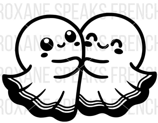 Cute Simple Cartoon Ghosts Hugging SVG For DIY and Cricut Projects