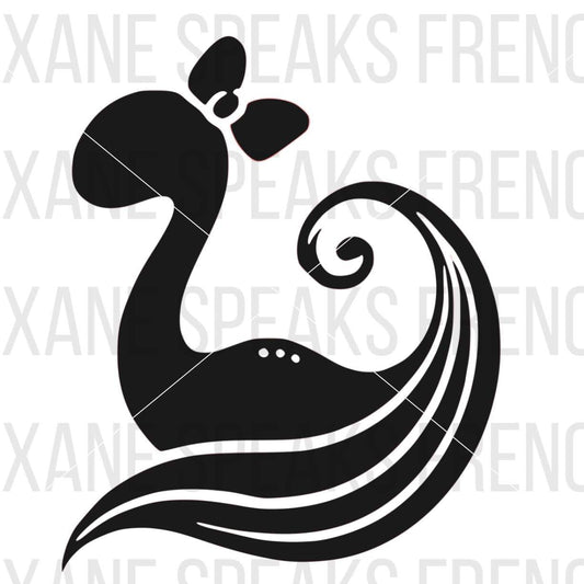 Dinosaur With Bow Black Silhouette SVG For DIY and Cricut Projects