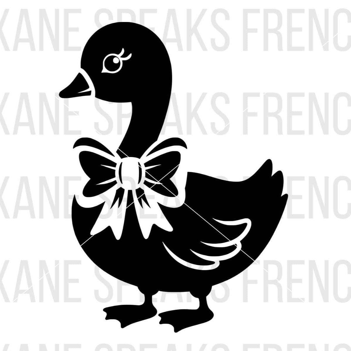 cute goose black silhouette with bow