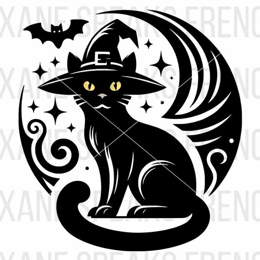 Halloween Black Cat With Witch Hat SVG For DIY and Cricut Projects