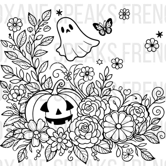 Halloween Floral Wreath With Jack O Lantern Pumpkin SVG For DIY and Cricut Projects