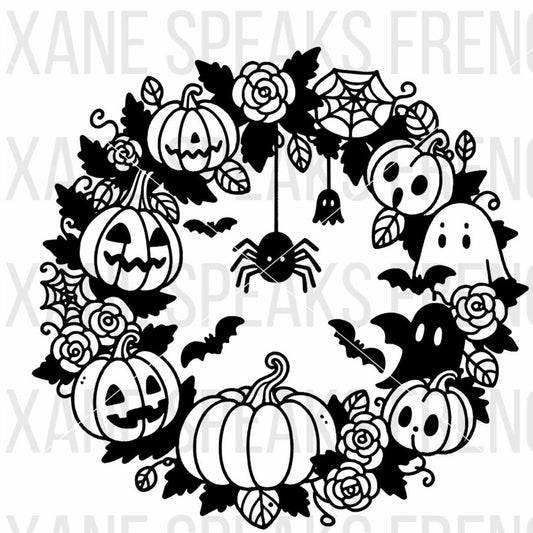 Halloween Wreath with with bold outlines for Cricut And Cutting Machines