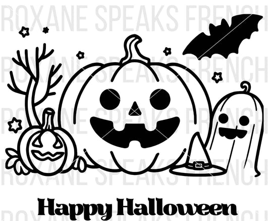 Happy Halloween With Jack O lantern Pumpkin Illustration SVG For DIY and Cricut Projects