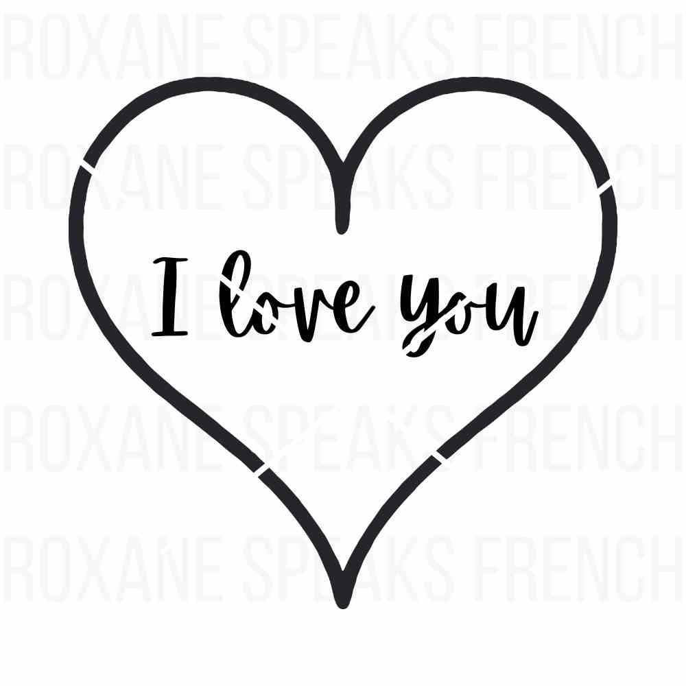 Minimalist heart outline with "I love you" text in elegant script, perfect for romantic DIY projects and personalized gifts.