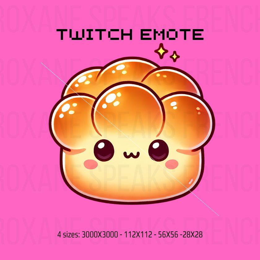 his high-quality, kawaii-style brioche emote is perfect for anyone looking to add personality to their stream or digital creations. Great for channel points, icons, or clipart, 