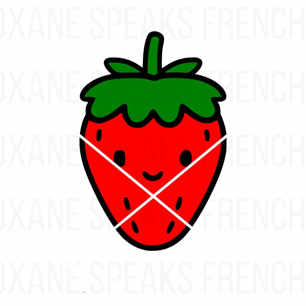  Kawaii strawberry clipart with a cute face, layered SVG and PNG design in vibrant red and green colors, ideal for DIY projects, stickers, and kids' decor.