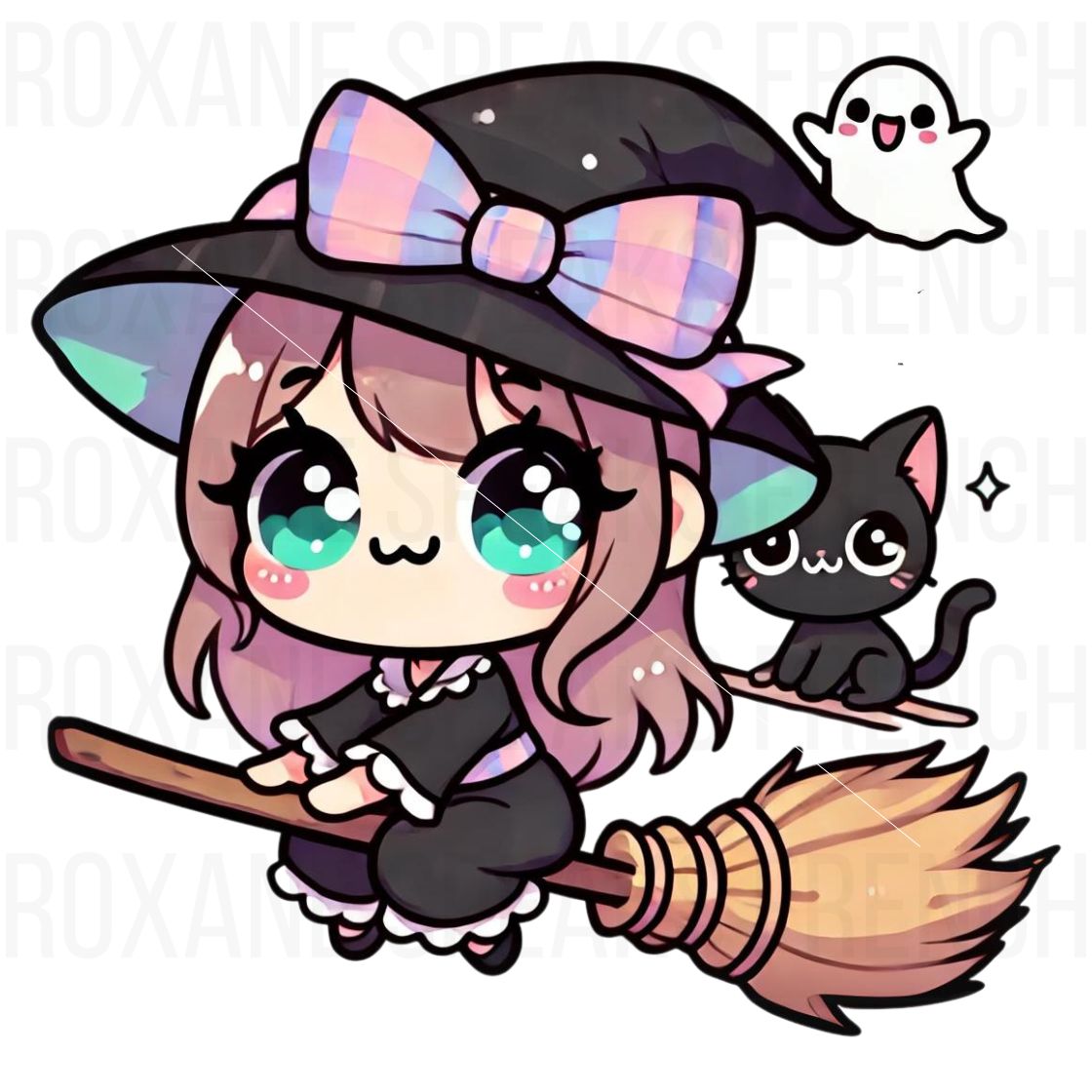 Kawaii Halloween Witch And Ghost PNG Bundles- Twitch Static Emotes