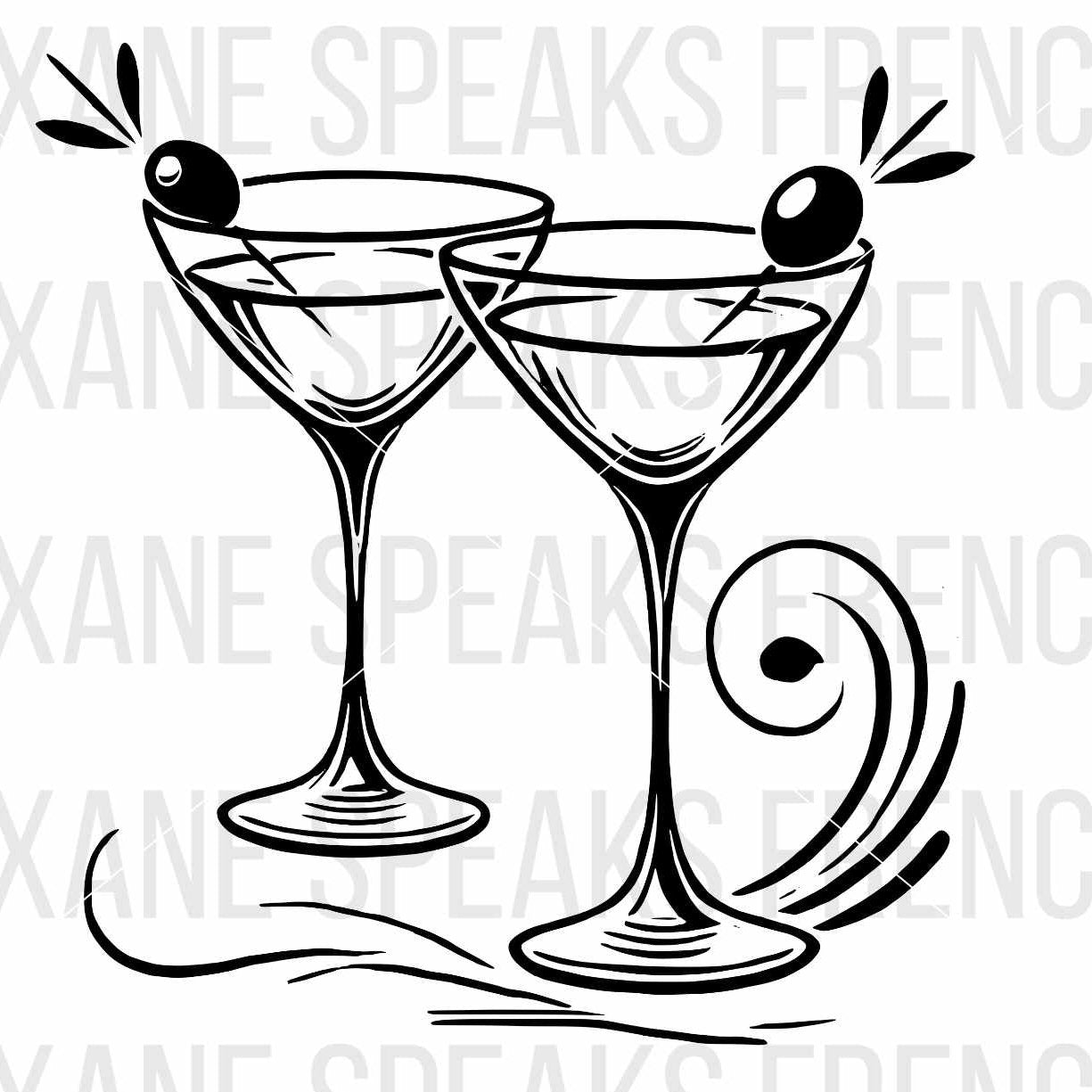 Retro And Minimalist Martini Cocktail Glasses Illustration SVG For DIY and Cricut Projects