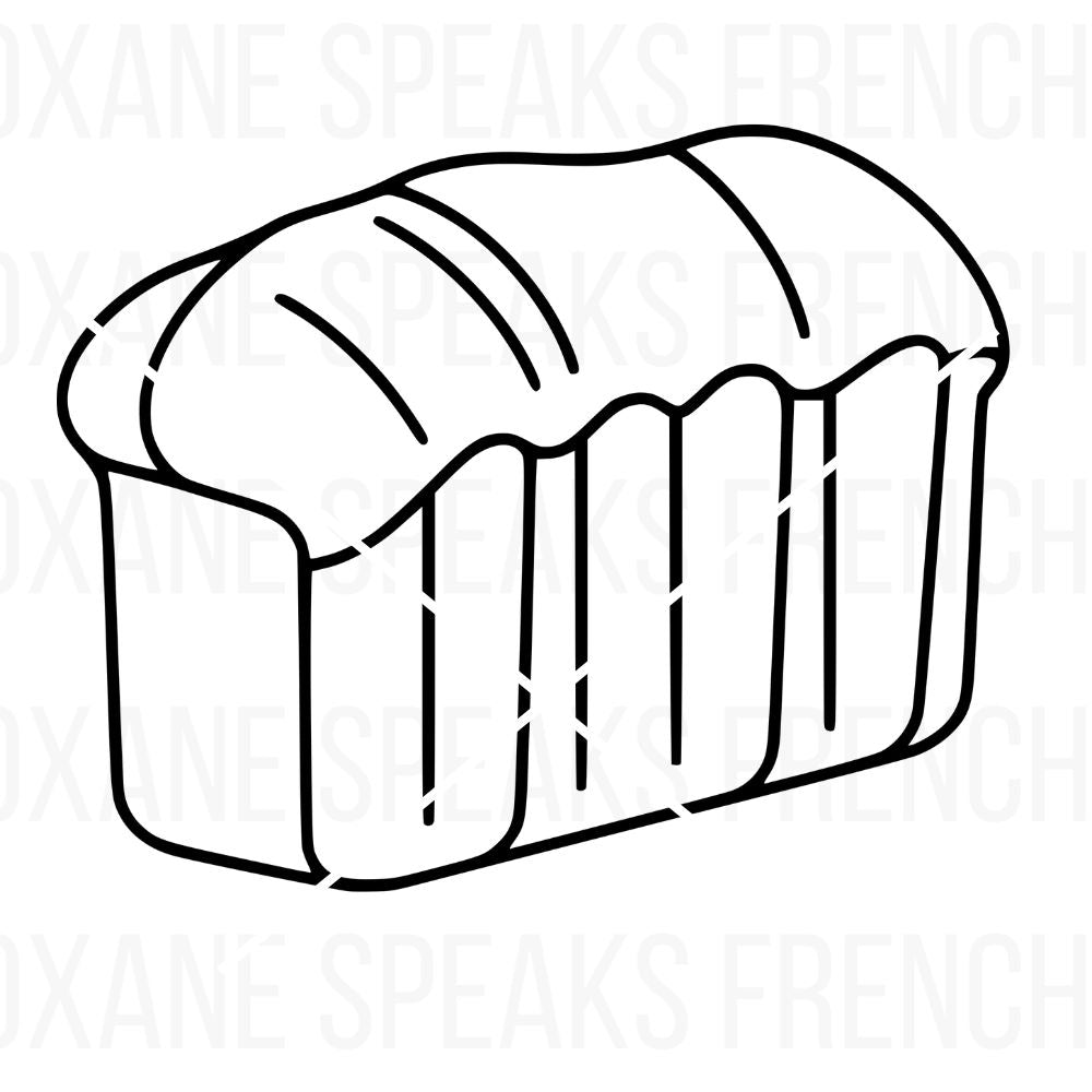 Minimalist outline of a loaf of bread, perfect for bakery-themed crafts, kitchen decor, and DIY projects.