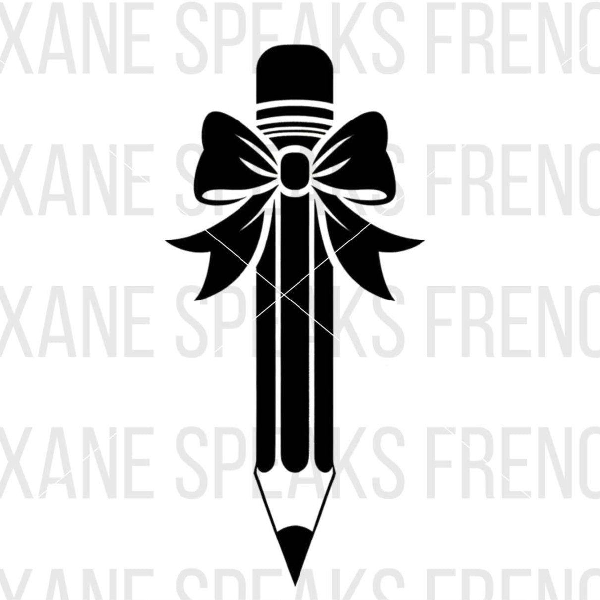 Beautiful pencil with bow black silhouette