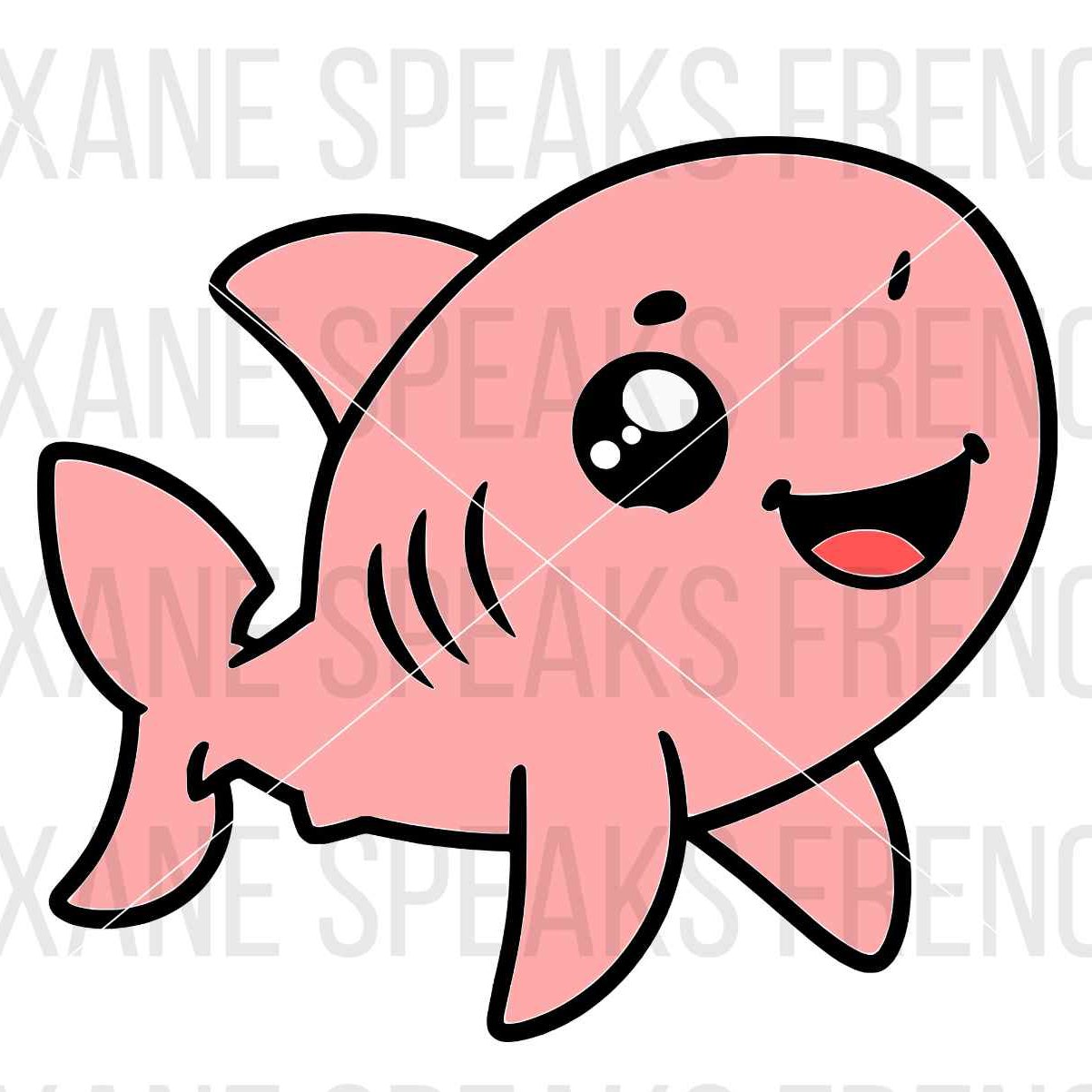 cute Kawaii pink shark svg