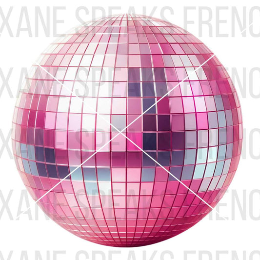 A pink disco ball on white background. The image has a watermark on it.