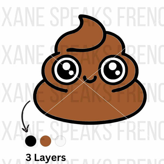 Brown Kawaii Poop Emoji  Illustration SVG For DIY and Cricut Projects