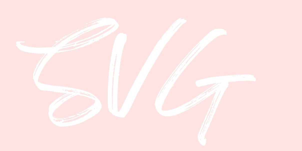 Pastel pink background with bold white handwritten text spelling 'SVG', appealing to USA-based crafters and designers seeking versatile digital files for creative projects