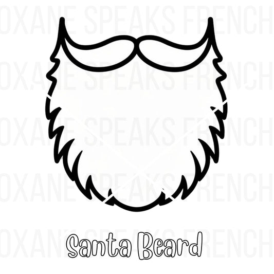 Santa beard coloring page featuring a bold outline of Santa’s iconic beard and mustache, perfect for kids’ holiday crafts and coloring fun.