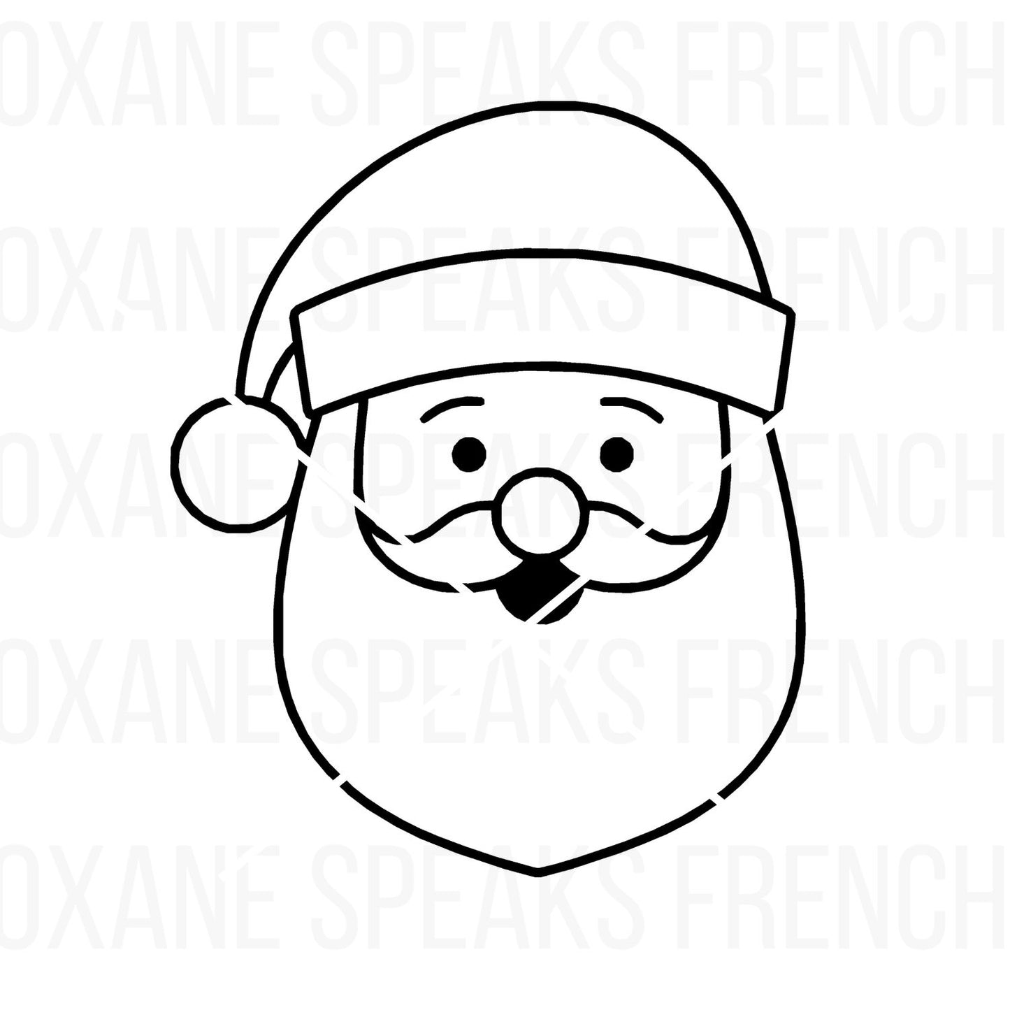 Santa Claus Face Outline SVG Clipart – Christmas Head Illustration for Crafts and Decor