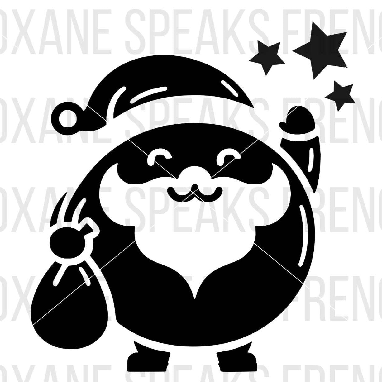 cute black santa silhouette with 3 little stars