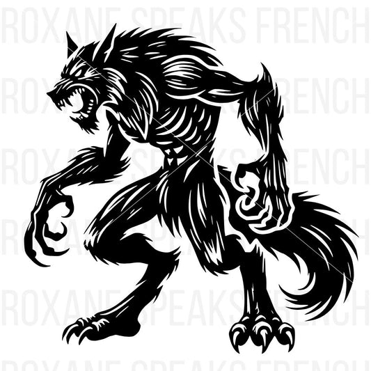 Fierce Werewolf Black Silhouette SVG - Perfect for Halloween Projects and Cricut