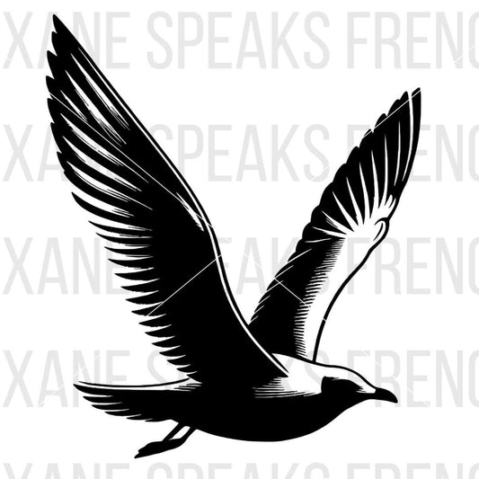 Mid-Flight Seagull Silhouette SVG For DIY and Cricut Projects