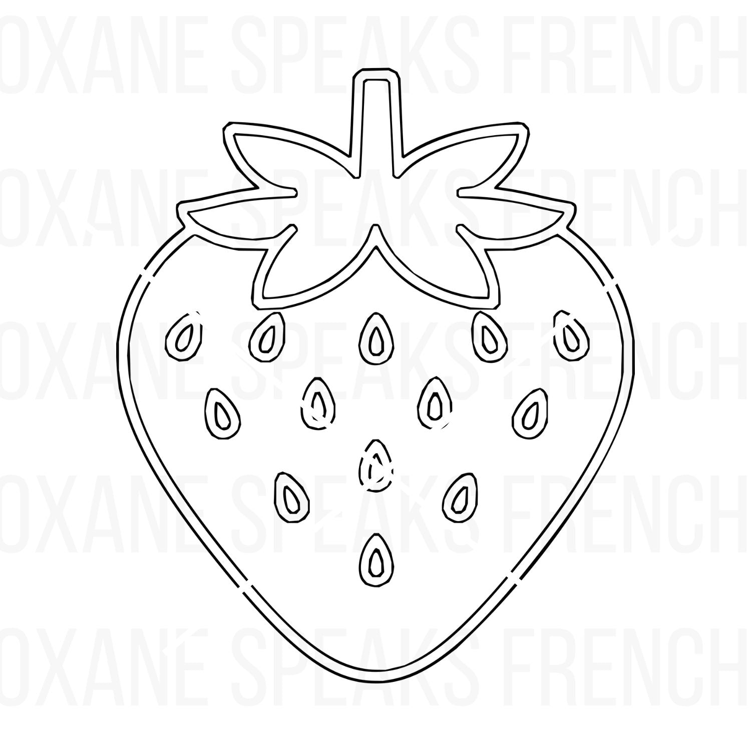 Minimalistic strawberry SVG outline, perfect for crafting, summer-themed decor, vinyl projects, and DIY party supplies.