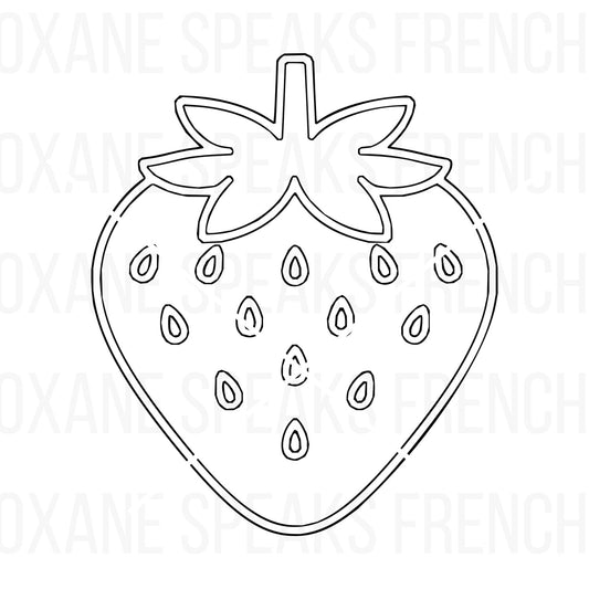 Minimalistic strawberry SVG outline, perfect for crafting, summer-themed decor, vinyl projects, and DIY party supplies.