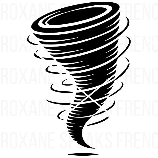 Simple black silhouette of a tornado twister with swirling lines, ideal for crafting and DIY projects