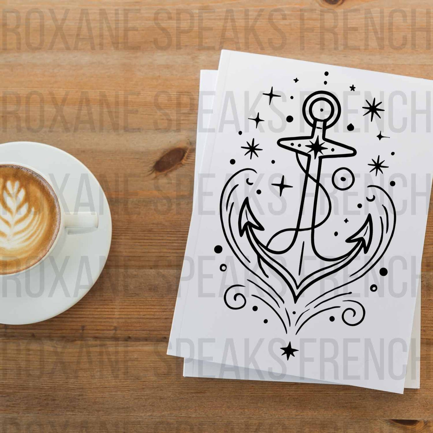 Minimalist Navy Tattoo Art Line Anchor Illustration SVG For DIY and Cricut Projects