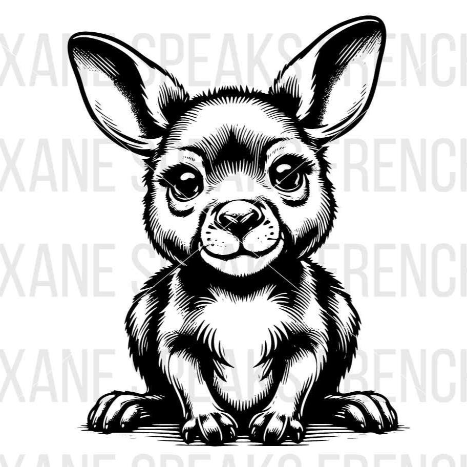 Adorable baby kangaroo illustration with clean lines, available as an SVG and PNG file for crafting and DIY projects.