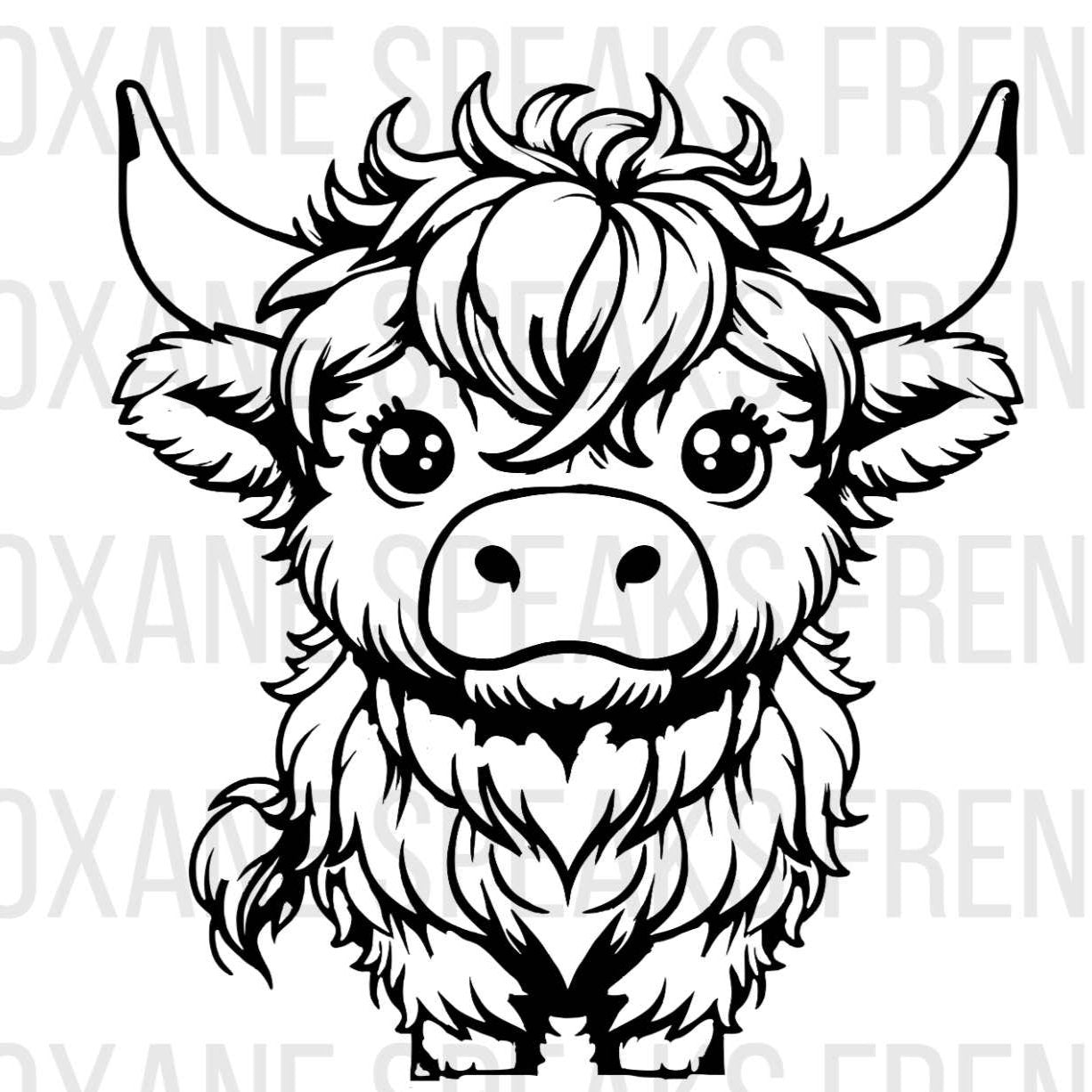 Highland Cow Outline SVG - Instant Digital Download – Roxane Speaks French