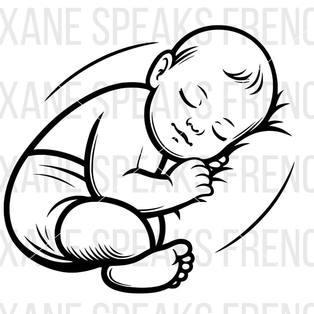 Minimalist Baby Sleeping On Pillow Outline SVG For DIY and Cricut Projects