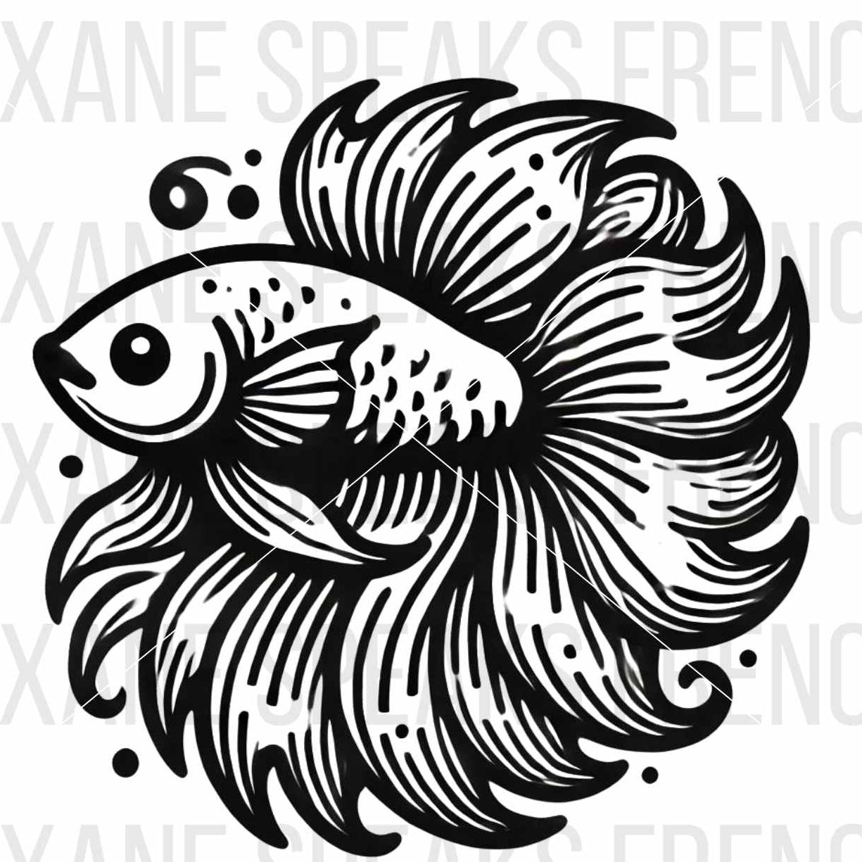 Cute beta fish outline Illustration 