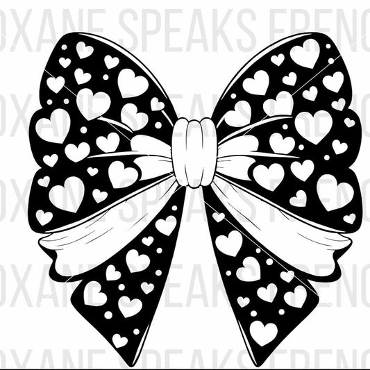 cute bow with love heart pattern svg